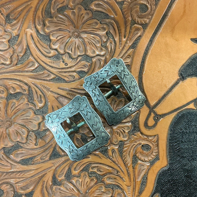 Vintage Sterling Silver 5/8” Buckle Pair