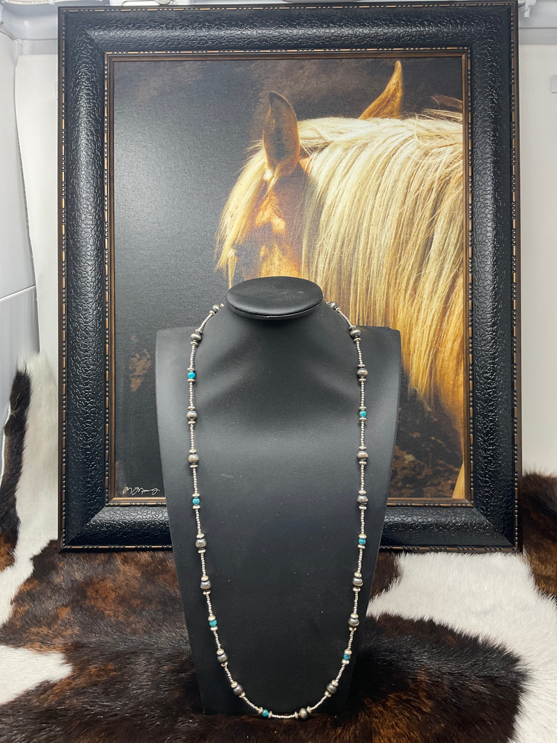 Navajo Pearl Necklace with Turquoise