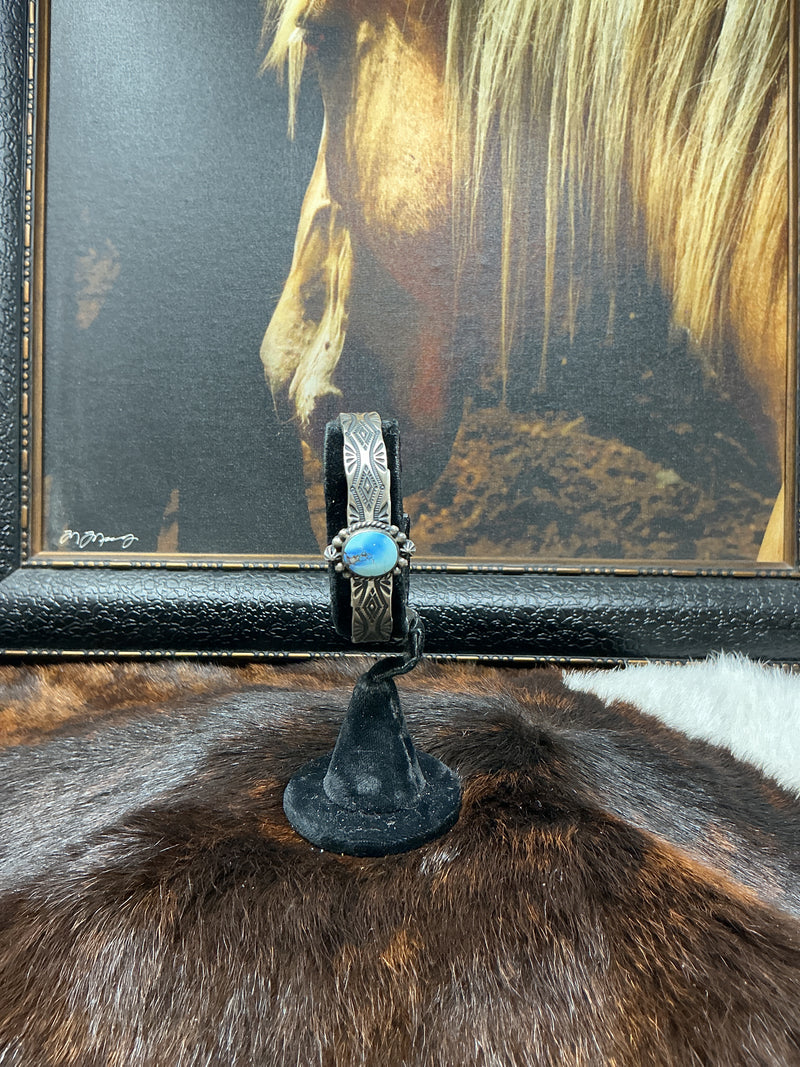 Turquoise Stamped Silver Cuff