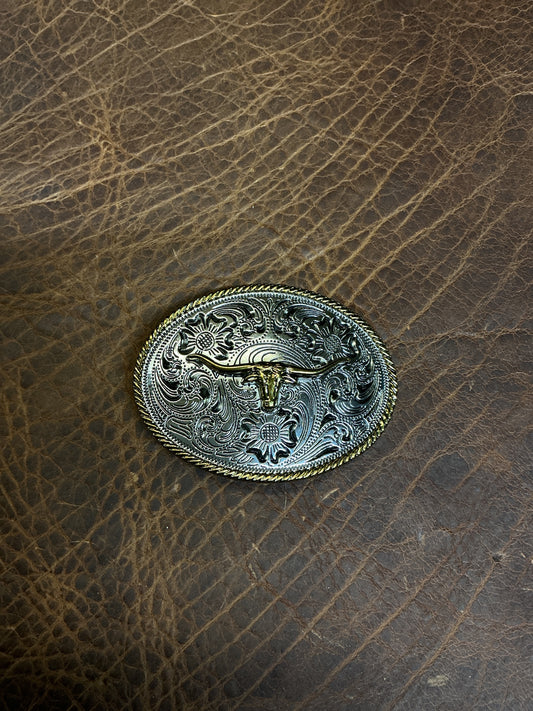 Kids Oval Longhorn Head Rope Edge Buckle