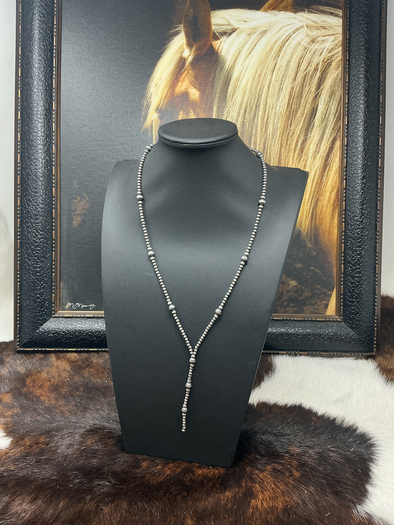 Sterling Silver Graduated Lariat Pearl Necklace