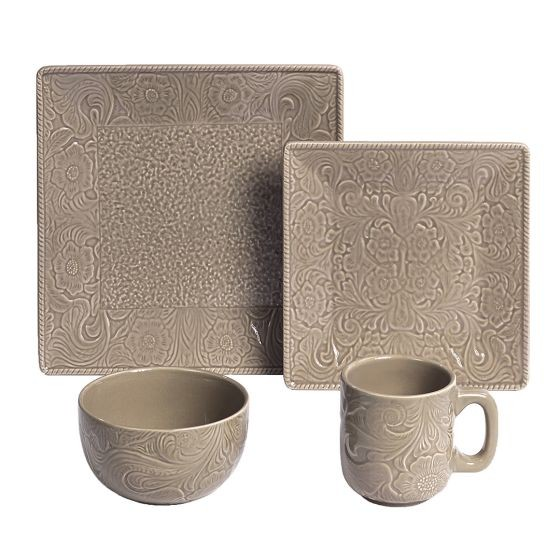 Savannah Ceramic Taupe Dinnerware Set