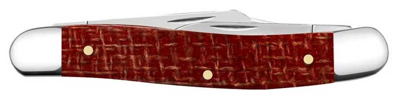 Case Dark Red Burlap Micarta Smooth Medium Stockman