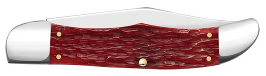 Case Dark Red Bone Peach Seed Jig Large Folding Hunter w/Sheath