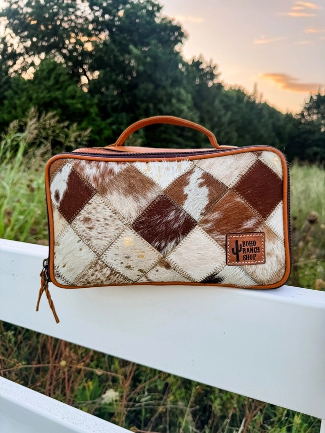 Cowhide Cosmetic Travel Bag