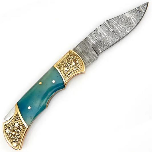 Handcrafted Damascus Skinner Knife w/Sheath