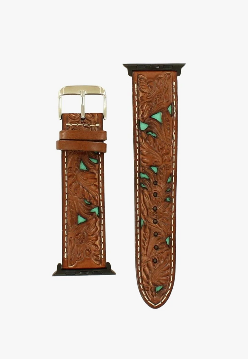 Floral w/Turquoise background Apple Watch Band
