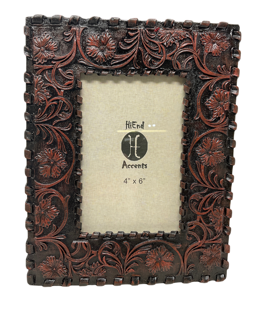 Laced Edge Tooled Faux Leather Frame