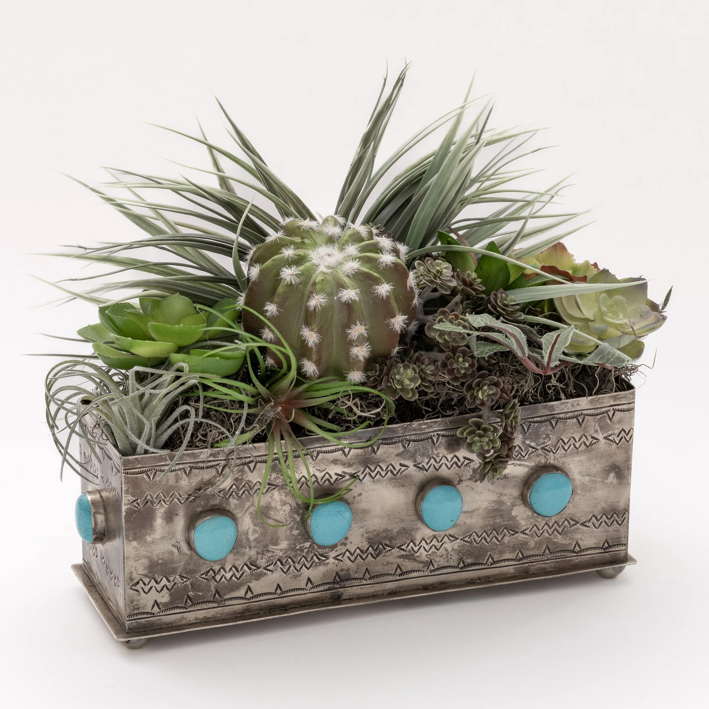Stamped Planter w/Turquoise