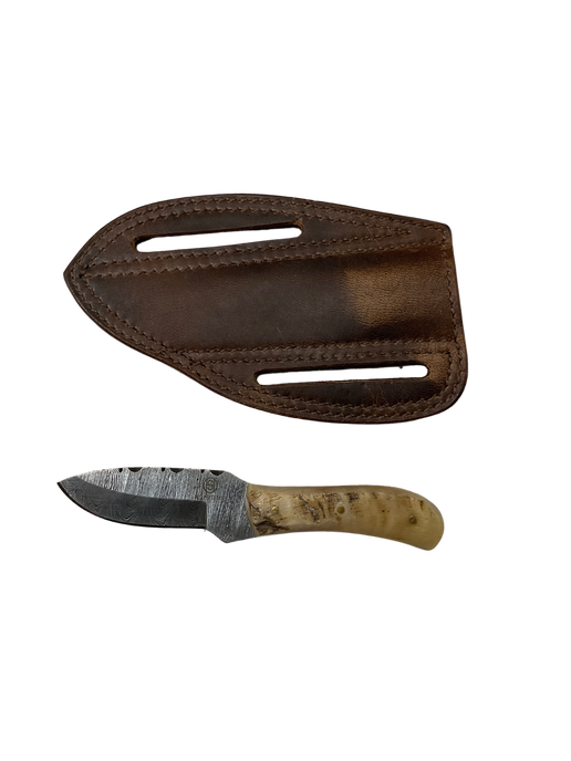 Damascus Blade Knife w/Ram Horn Grip