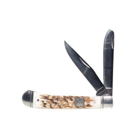 Double Blade Trapper Knife w/Natural Bone Grip