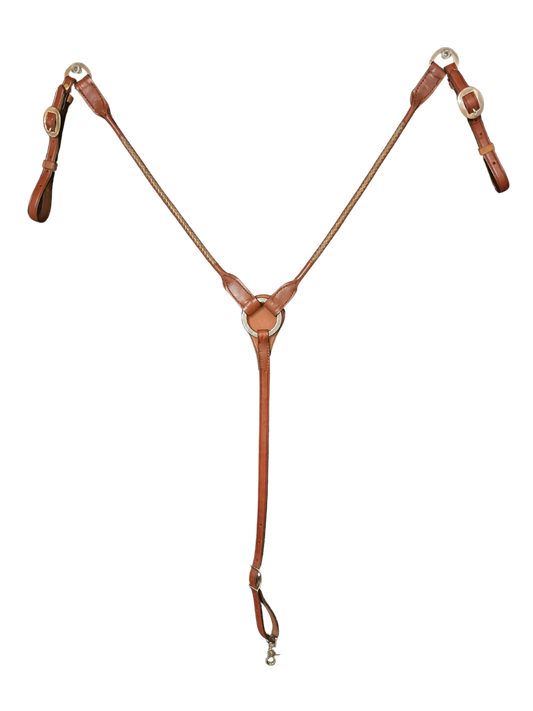 Rolled Leather w/Rawhide Stitching Breast Collar