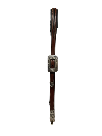 5/8" Split Ear Headstall Hansen Smooth Rectangle Buckle w/bit hangers
