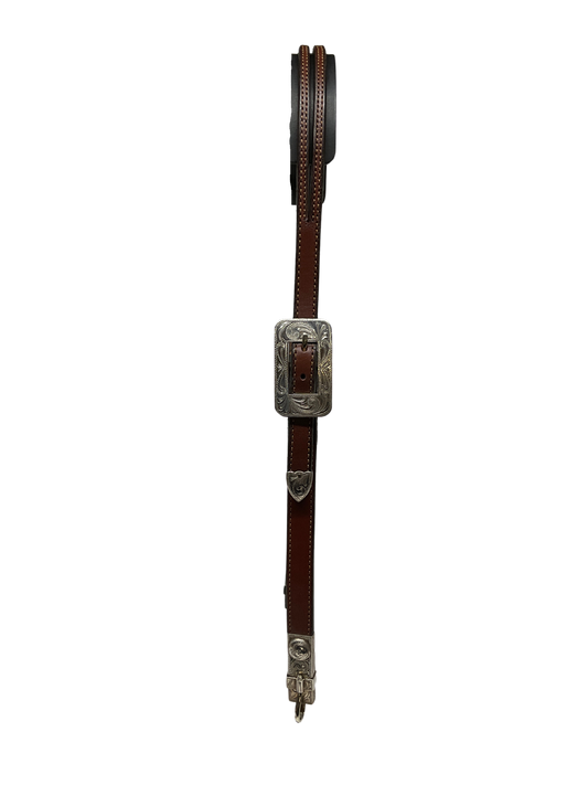 5/8" Split Ear Headstall Hansen Smooth Rectangle Buckle w/bit hangers