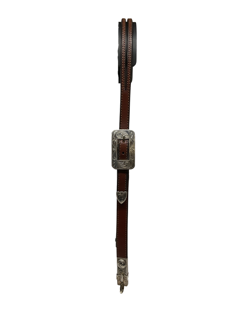 5/8" Split Ear Headstall Hansen Smooth Rectangle Buckle w/bit hangers