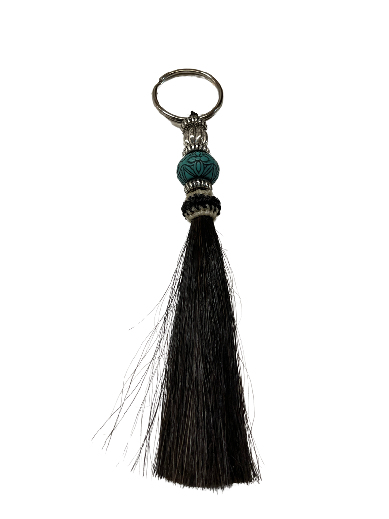 Horse Hair Tassel w/Beads Keychain