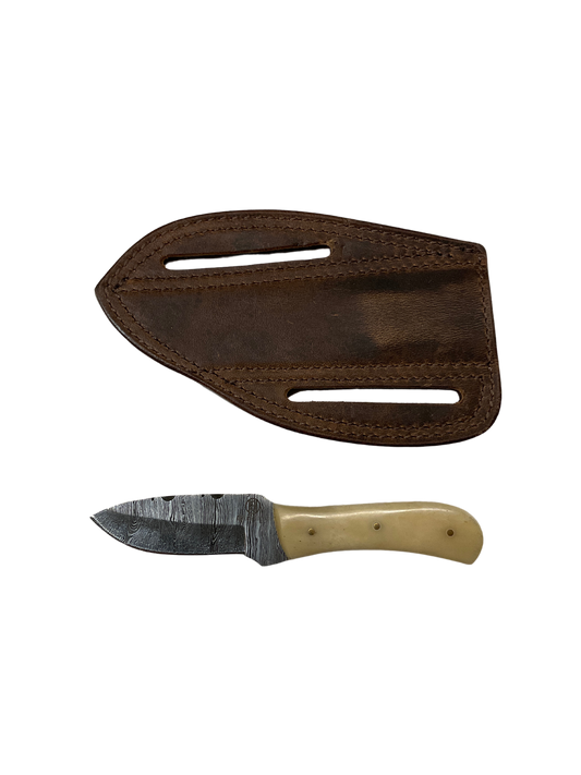 Damascus Blade Knife w/Bone Grip