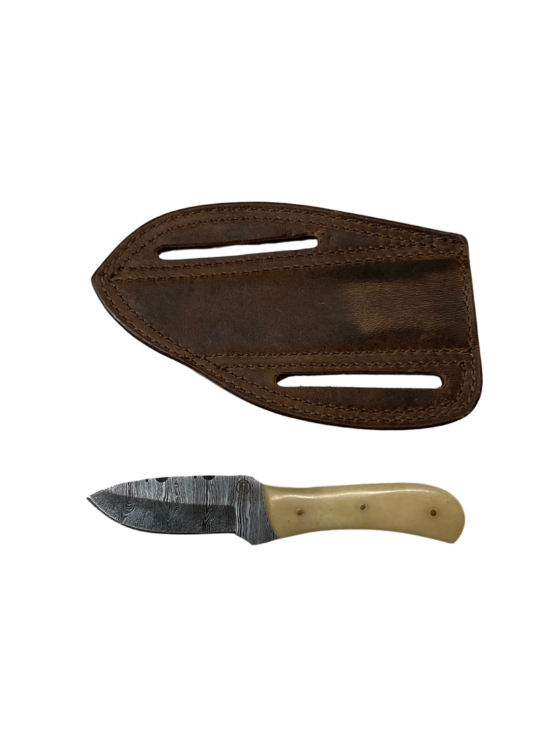 Damascus Blade Knife w/Bone Grip