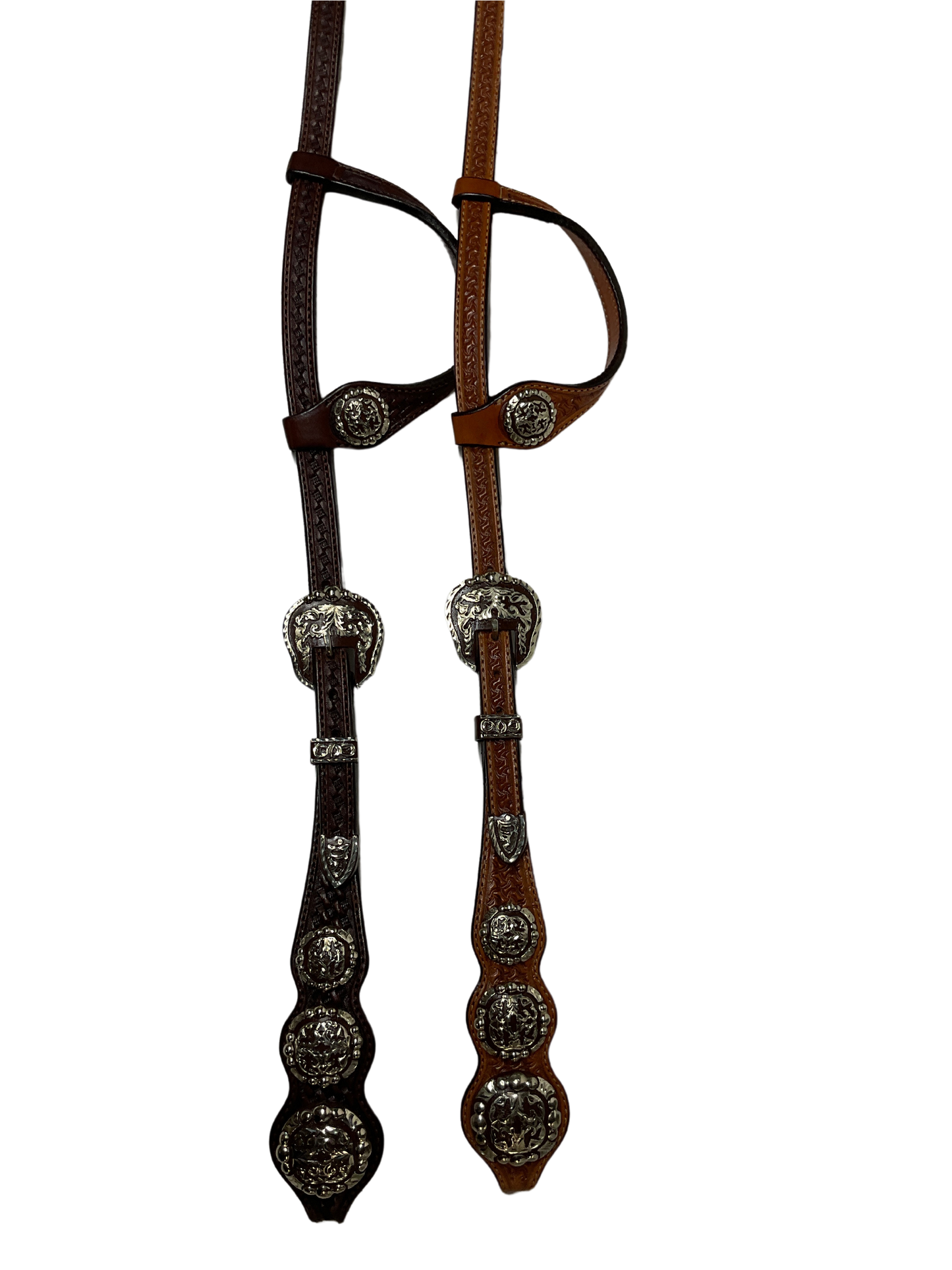 Single Ear Basket Stamped Rust Clovis Buckles w/3 Conchos