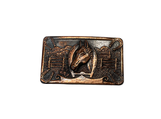 Vintage Copper Engraved Belt Buckle