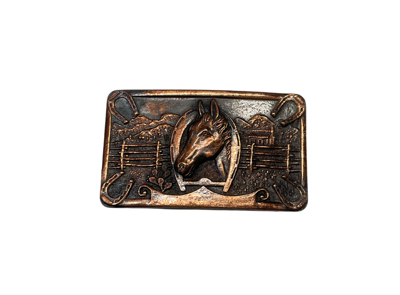 Vintage Copper Engraved Belt Buckle