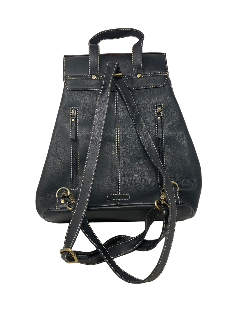 Quilted Black Leather Backpack Purse