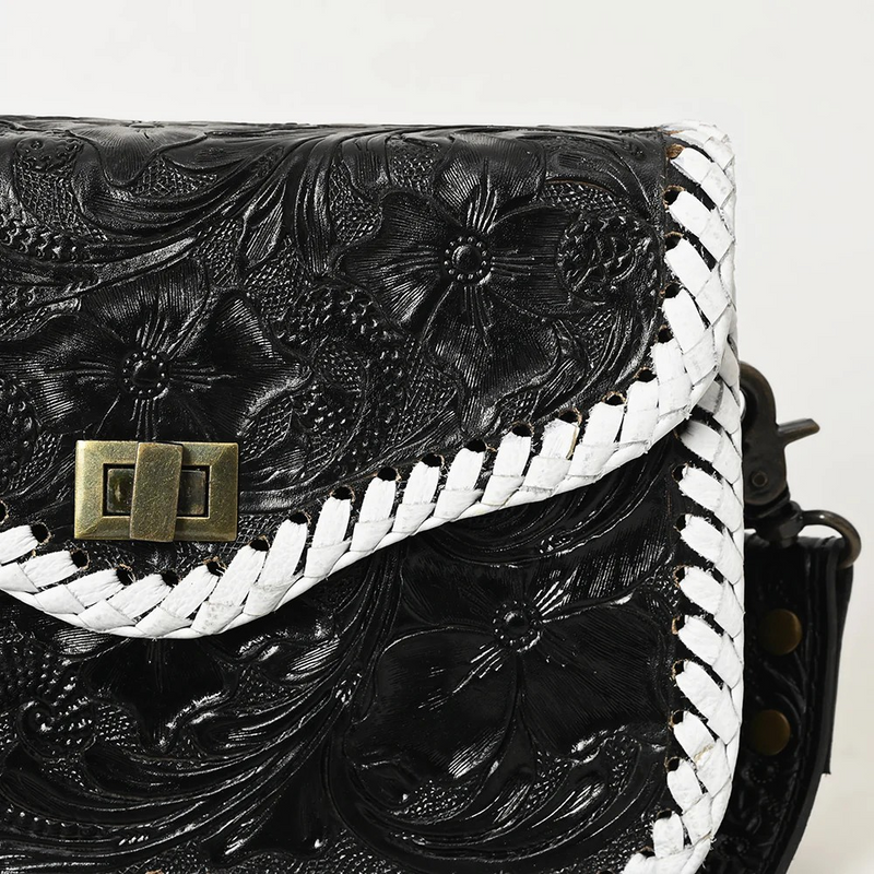 Crossbody Floral Carved Leather Purse 1