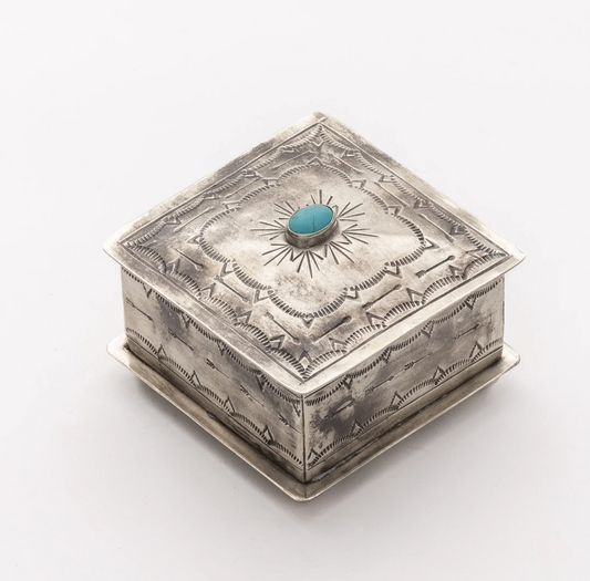 Small Square Box w/Turquoise Oval