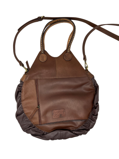 Floral Carved Leather w/Cowhide Canteen Purse