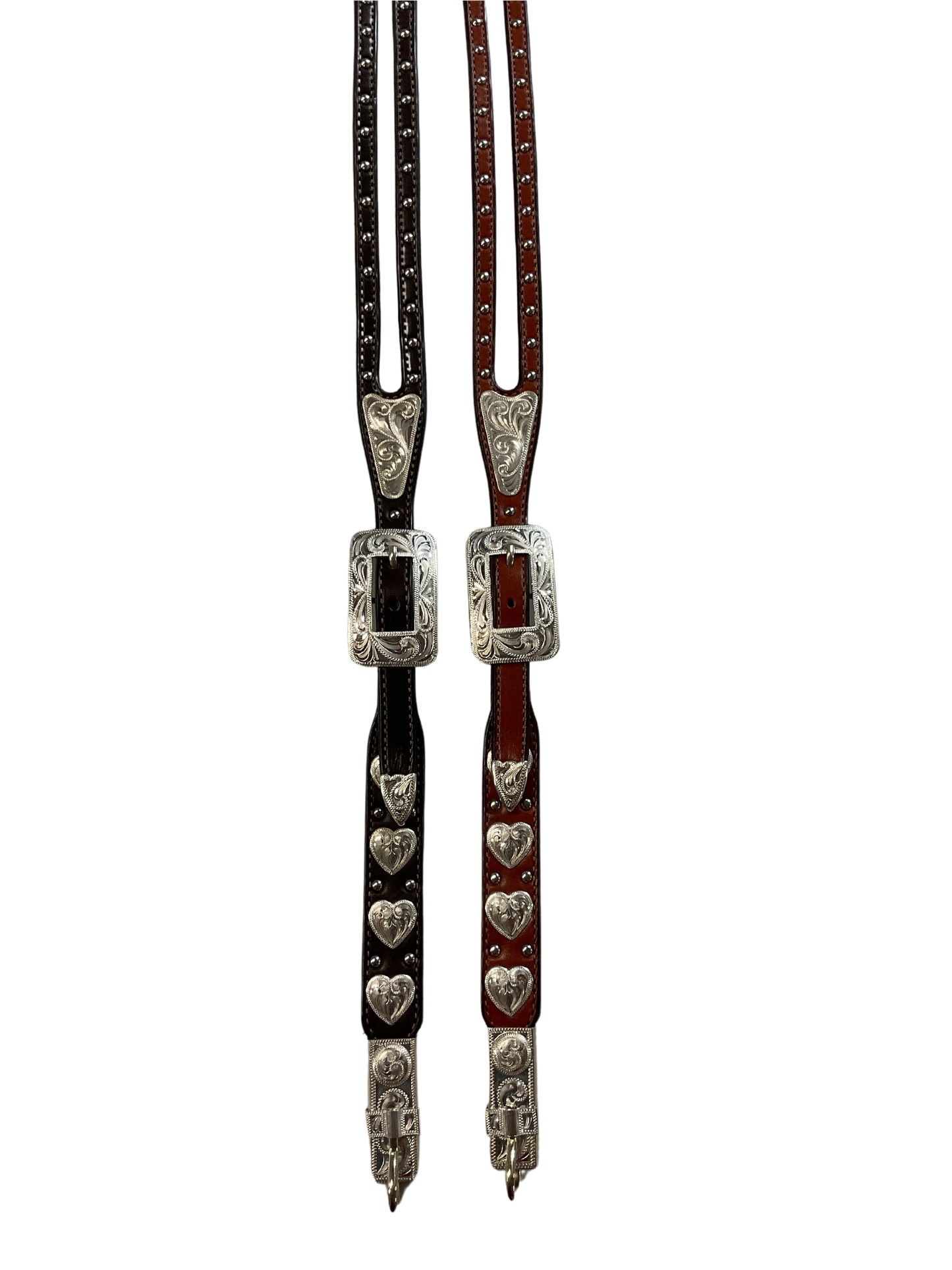 5/8" Shaped Split Ear Hansen Smooth Buckles, Dots, Heart Conchos w/Bit Hangers