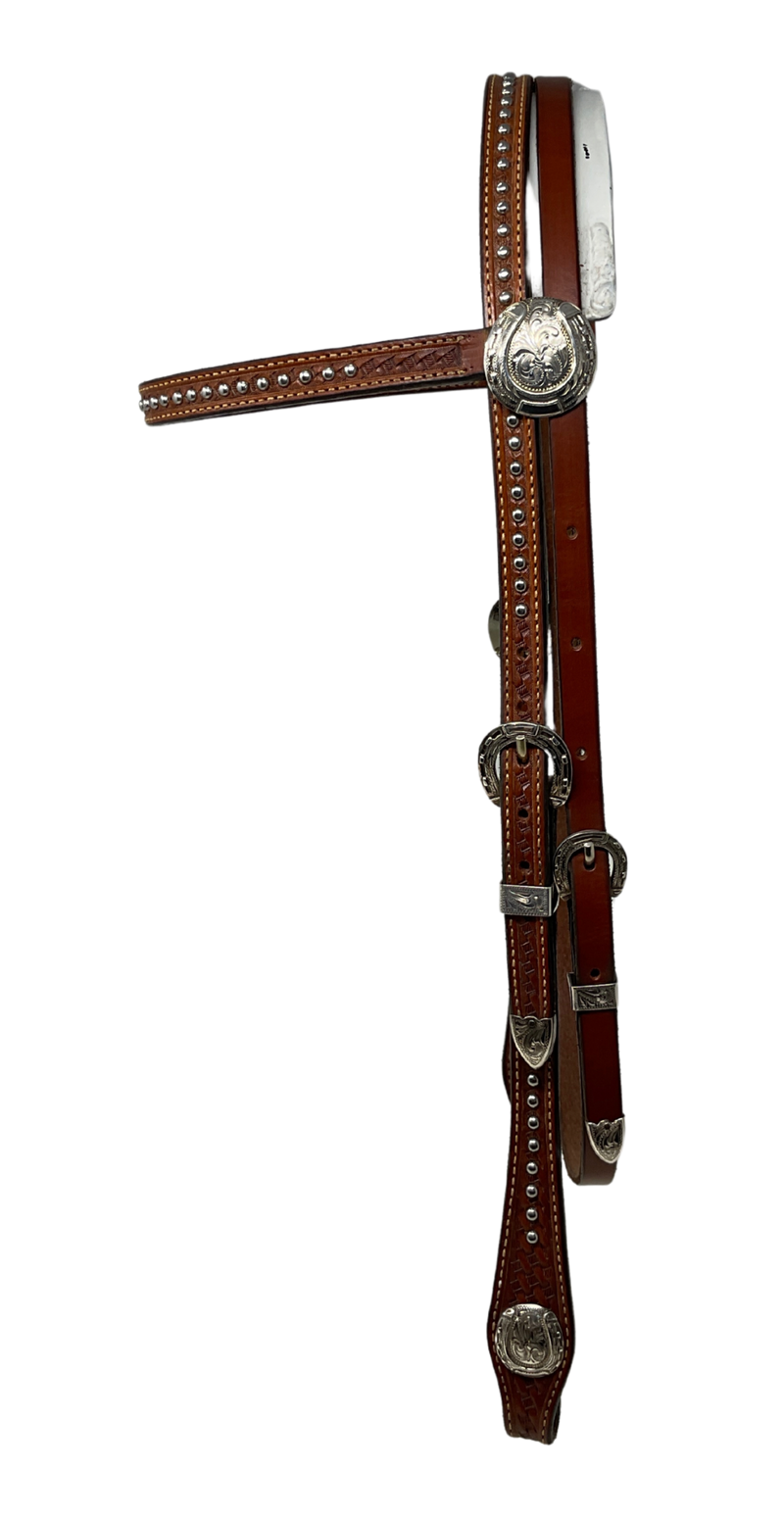 Browband Crazy Basket Horseshoe Buckles, Conchos and Dots