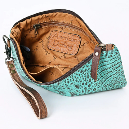 Genuine Dyed Leather Wristlet Purse