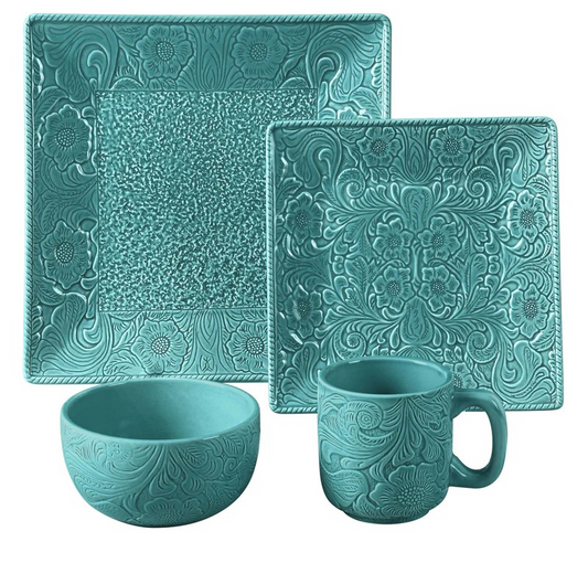 Savannah Ceramic Turqoise Dinnerware Set