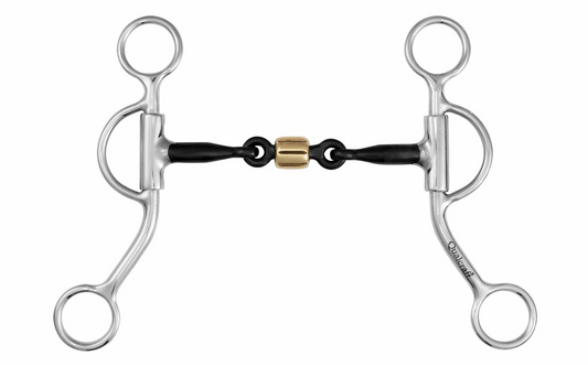 231QC - 3 Piece Sweet Iron Snaffle w/Bronze Roller