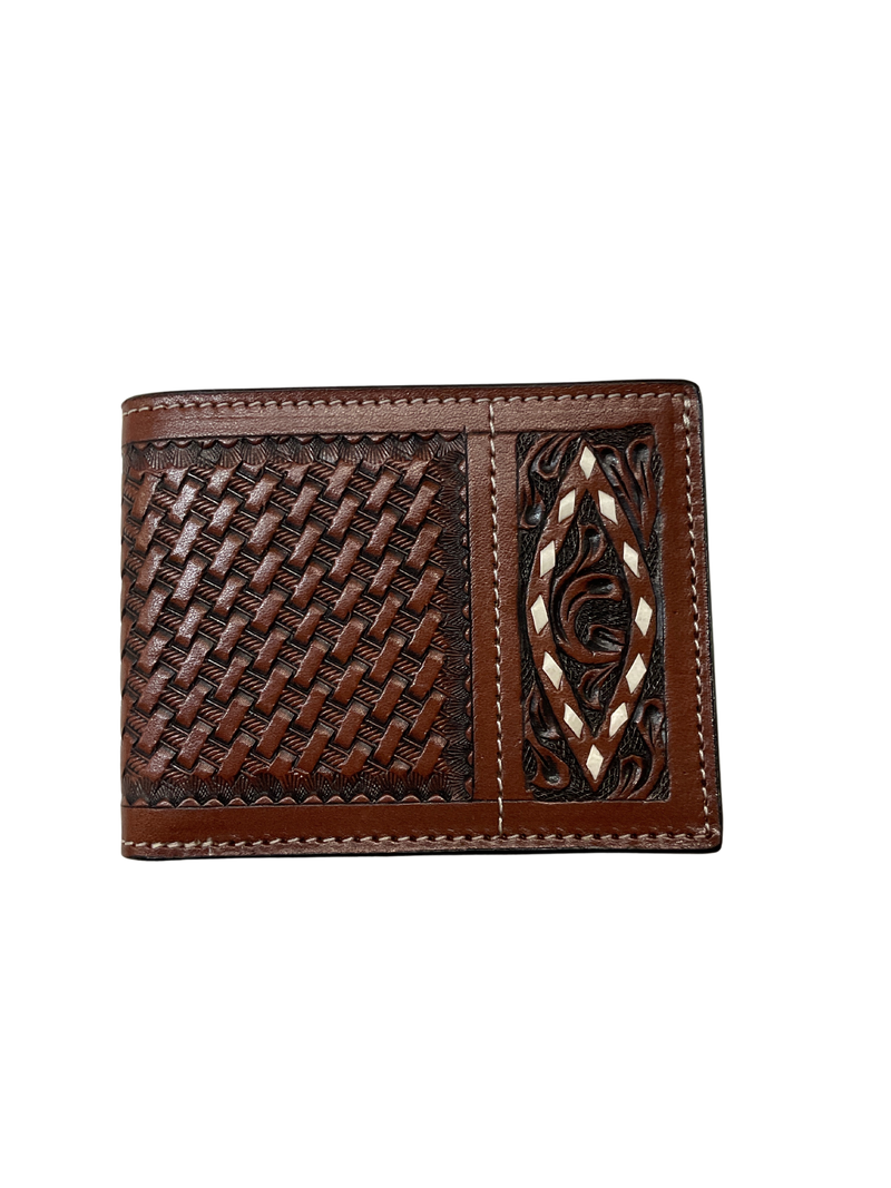 Bifold Basket Stamp Wallet w/Buck Stitching