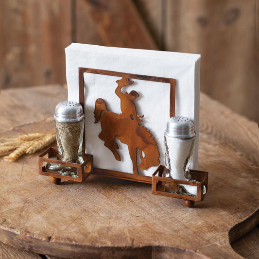 Cowboy Salt Pepper & Napkin Caddy Holder