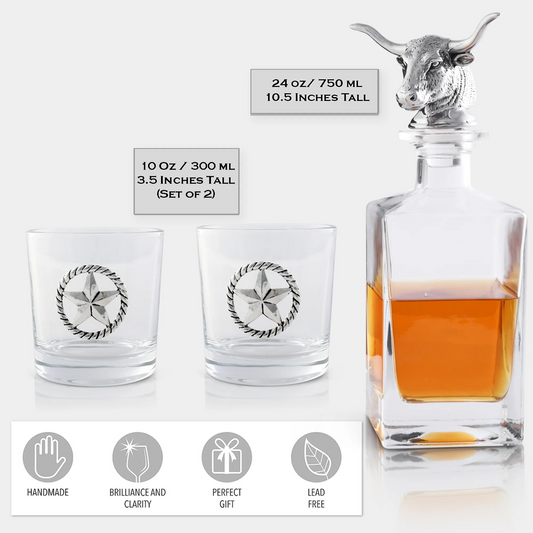 Decanter Set w/Longhorn Glasses