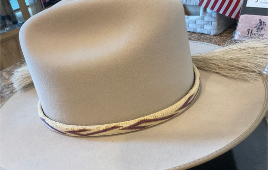 Hitched Horsehair Hat Band w/Double Tassels