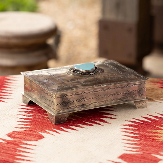 Stamped Bible Box w/Turquoise