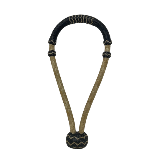 12 Plait 5/8" Rawhide w/Accented Black Bosal