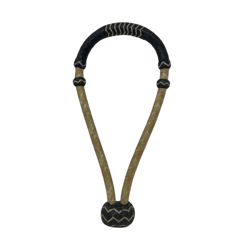 12 Plait 5/8" Rawhide w/Accented Black Bosal