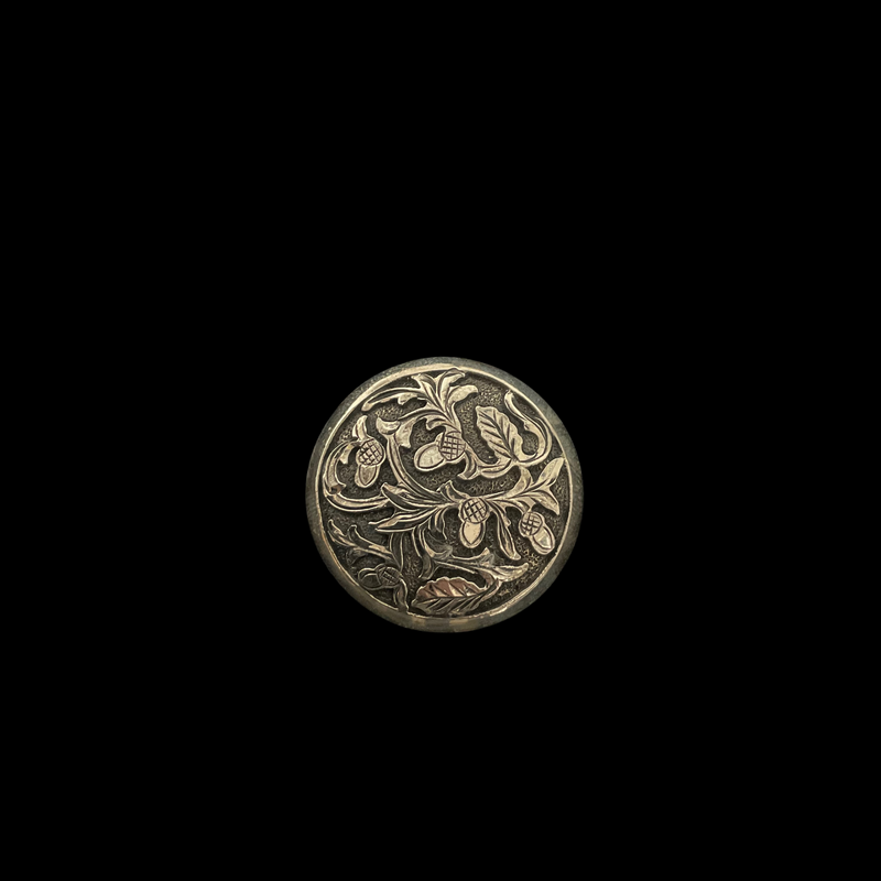 Antiqued Acorn Loopback Concho- Silver Plate