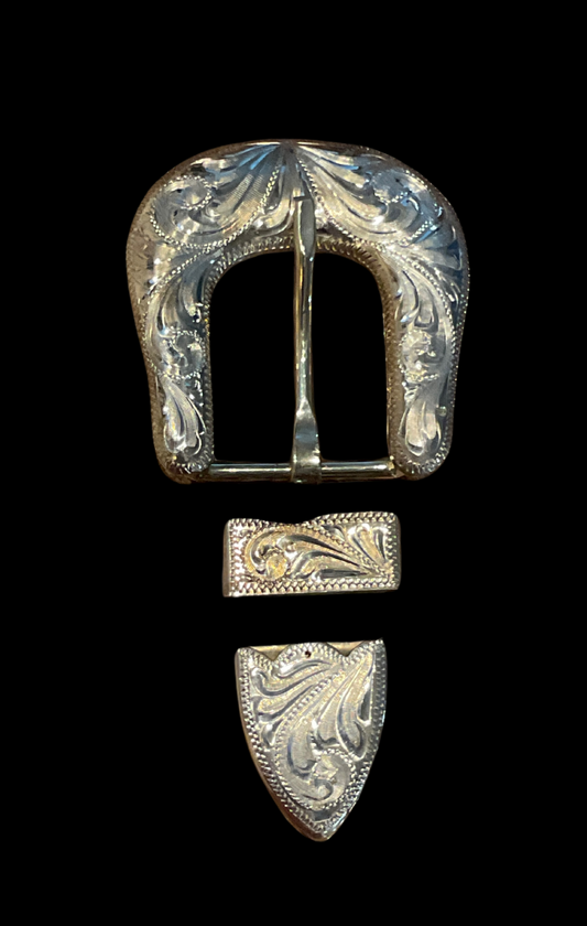 San Antonio Sterling Silver 1" Belt Buckle Set