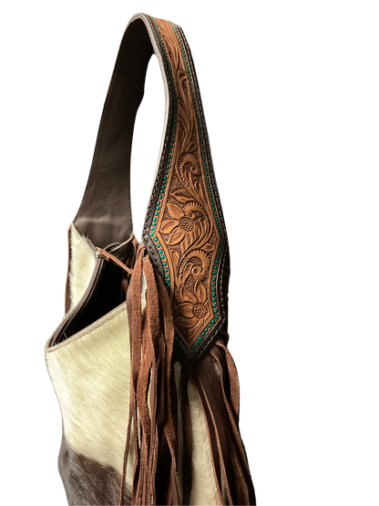 Hair On Cowhide & Leather Hobo Purse