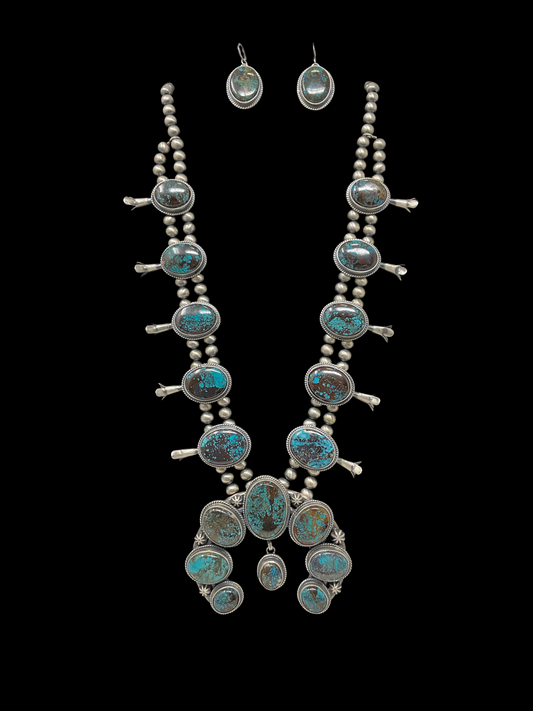 Bibee Turquoise Squash Blossom Necklace Set