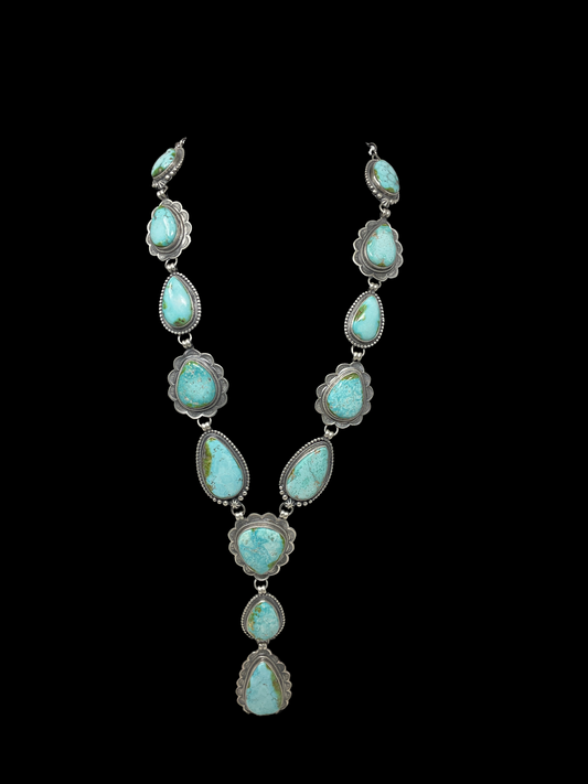 13 Stone Turquoise Drop Necklace