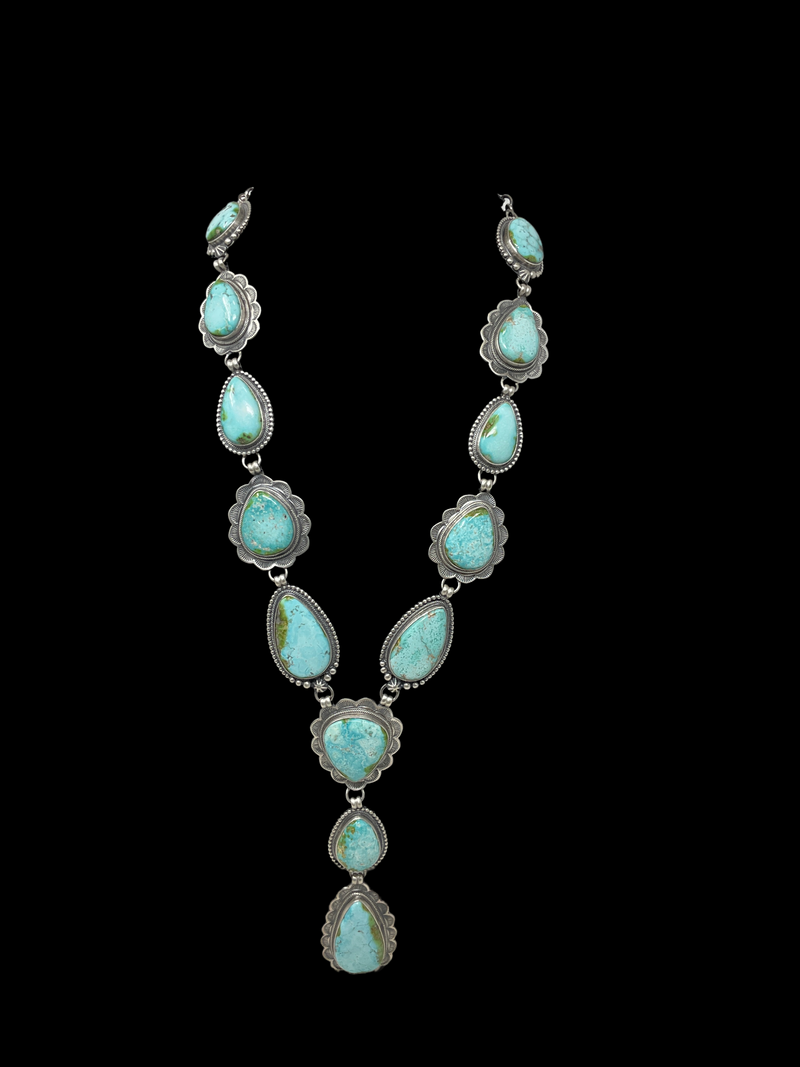 13 Stone Turquoise Drop Necklace