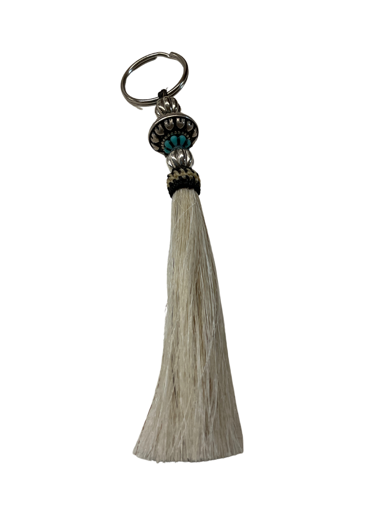Horse Hair Tassel w/Beads Keychain