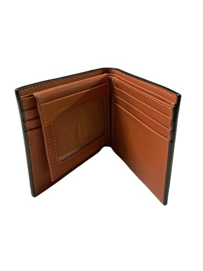 Bifold Basket Stamped Wallet w/Floral & Buck Stitching