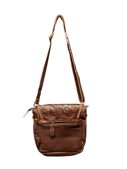 Dark Brown Floral Carved Purse